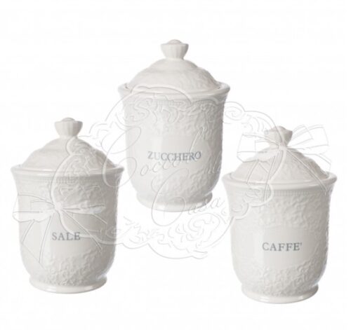 Set 3 barattoli in ceramica linea Mia - H16x11 cm - Coccole di casa